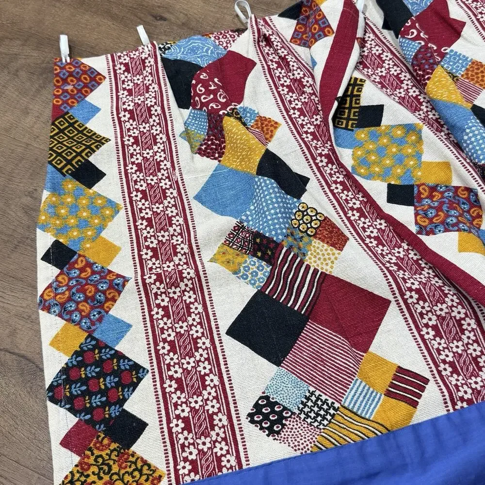 Set 2 Vintage 70s JC Penney Home Starburst Patchwork Cafe Curtains 26